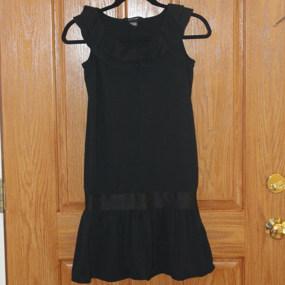 Ralph Lauren Black Ruffle Neck Girls Dress